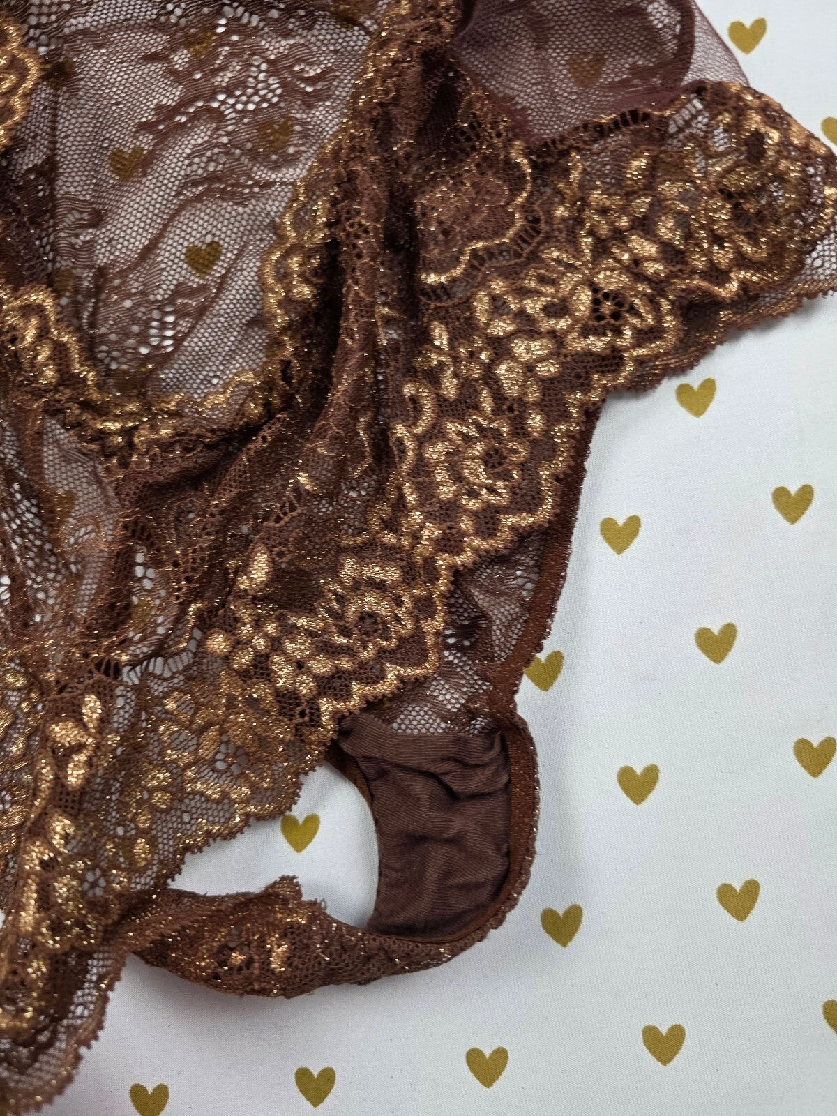 Victorias Secret Brown Underwire Ruffle Bodysuit Teddy Medium