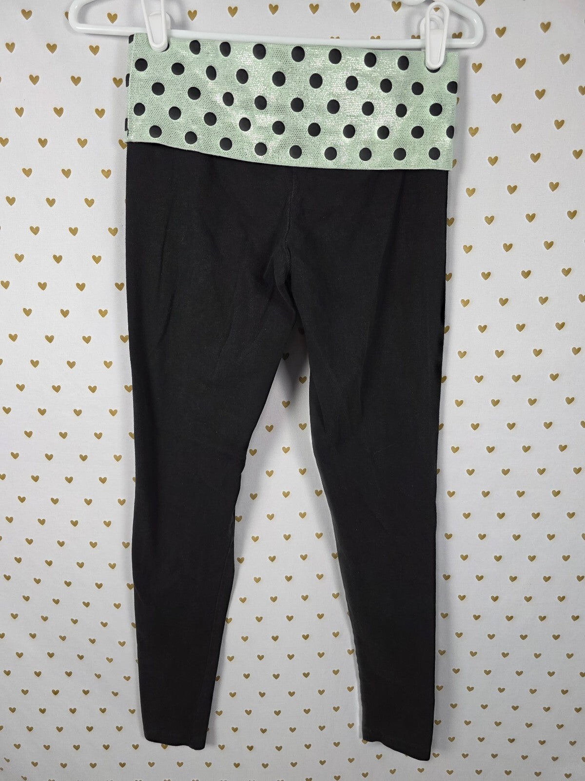 Victorias Secret PINK FOLDOVER Yoga Pants Polka Dot SHIMMER Skinny XS
