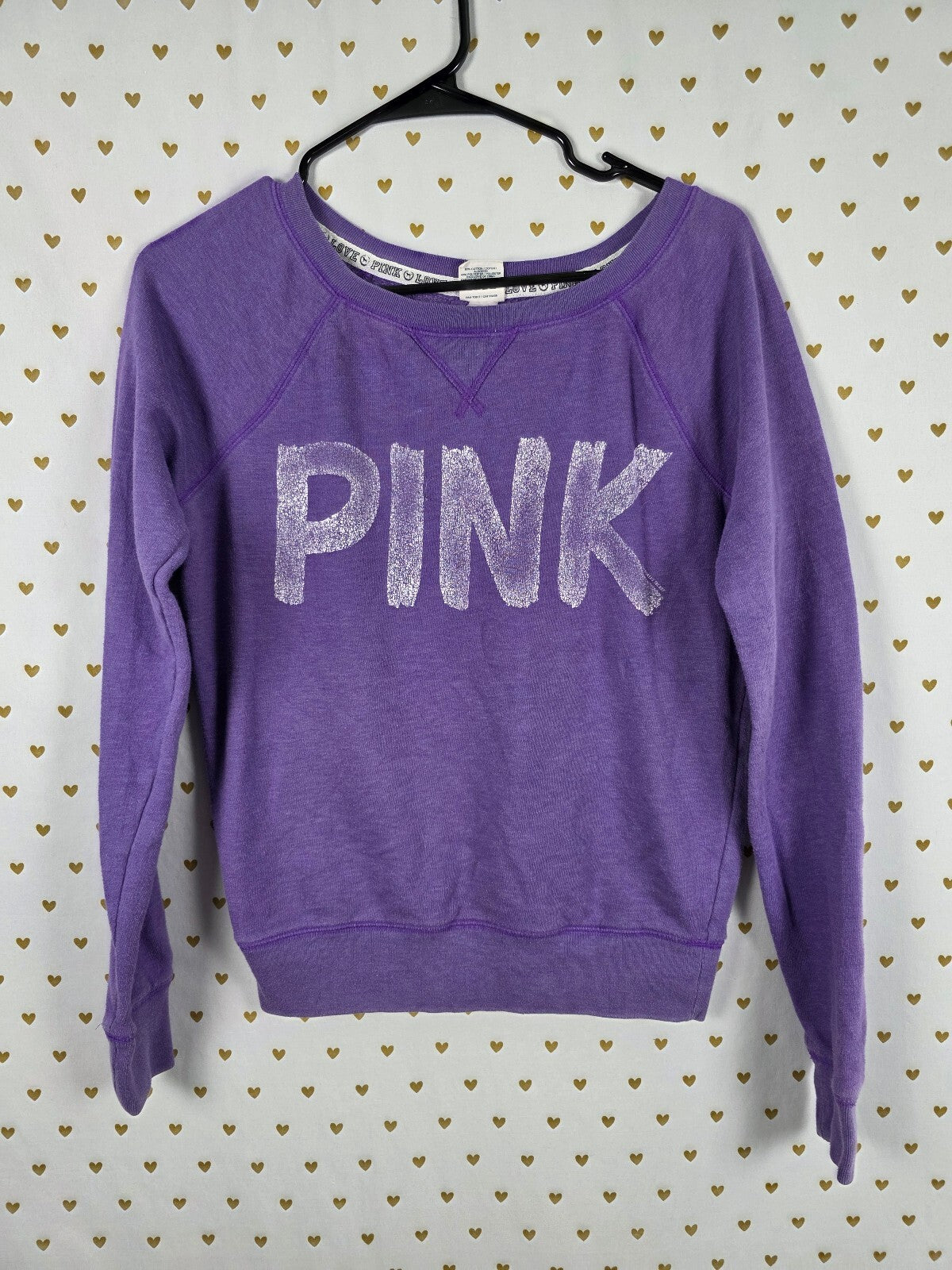 Victorias Secret Pink vintage logo Purple Sweater shirt XS Y2k