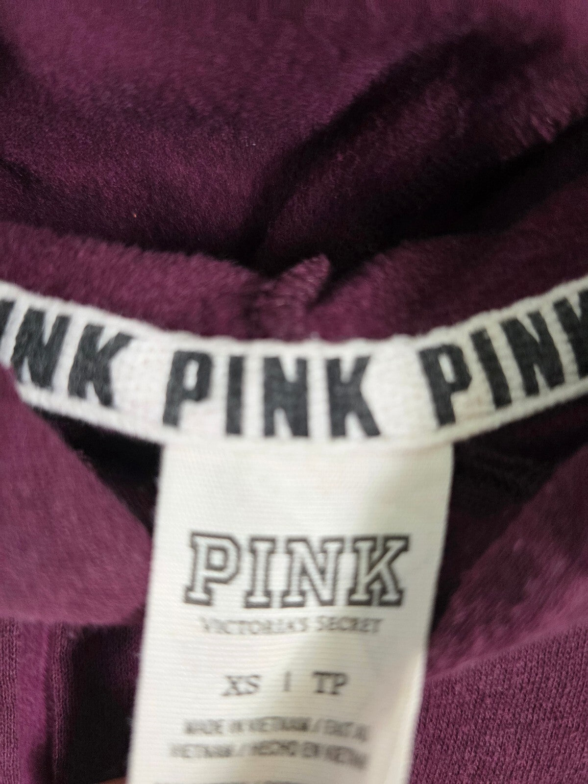 Victorias Secret PINK Matte Gold Bling Hooded Tee shirt XS OVERSIZED