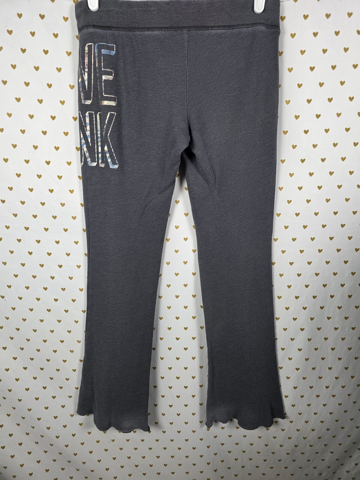 Victorias Secret PINK Holographic Logo Sweatpants XS Grey Vintage