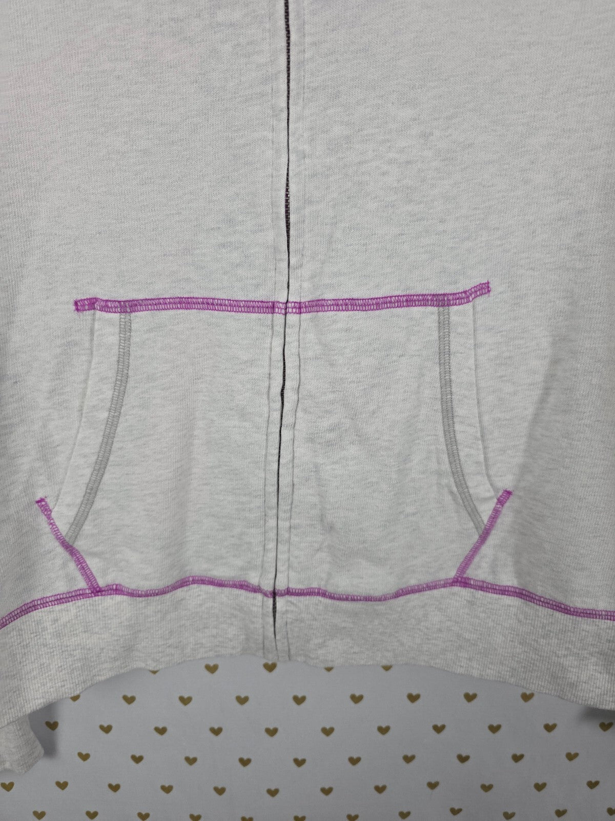 Victorias Secret Pink Purple Heart Logo Full Zip Hoodie Jacket LARGE