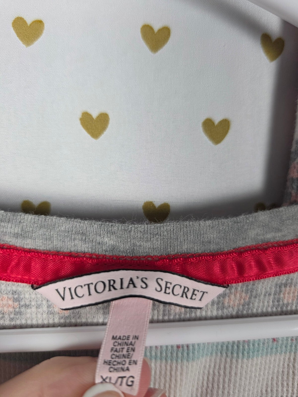 Victorias Secret geometric Thermal Waffle Sleep Set Henley Tapered Pants XL