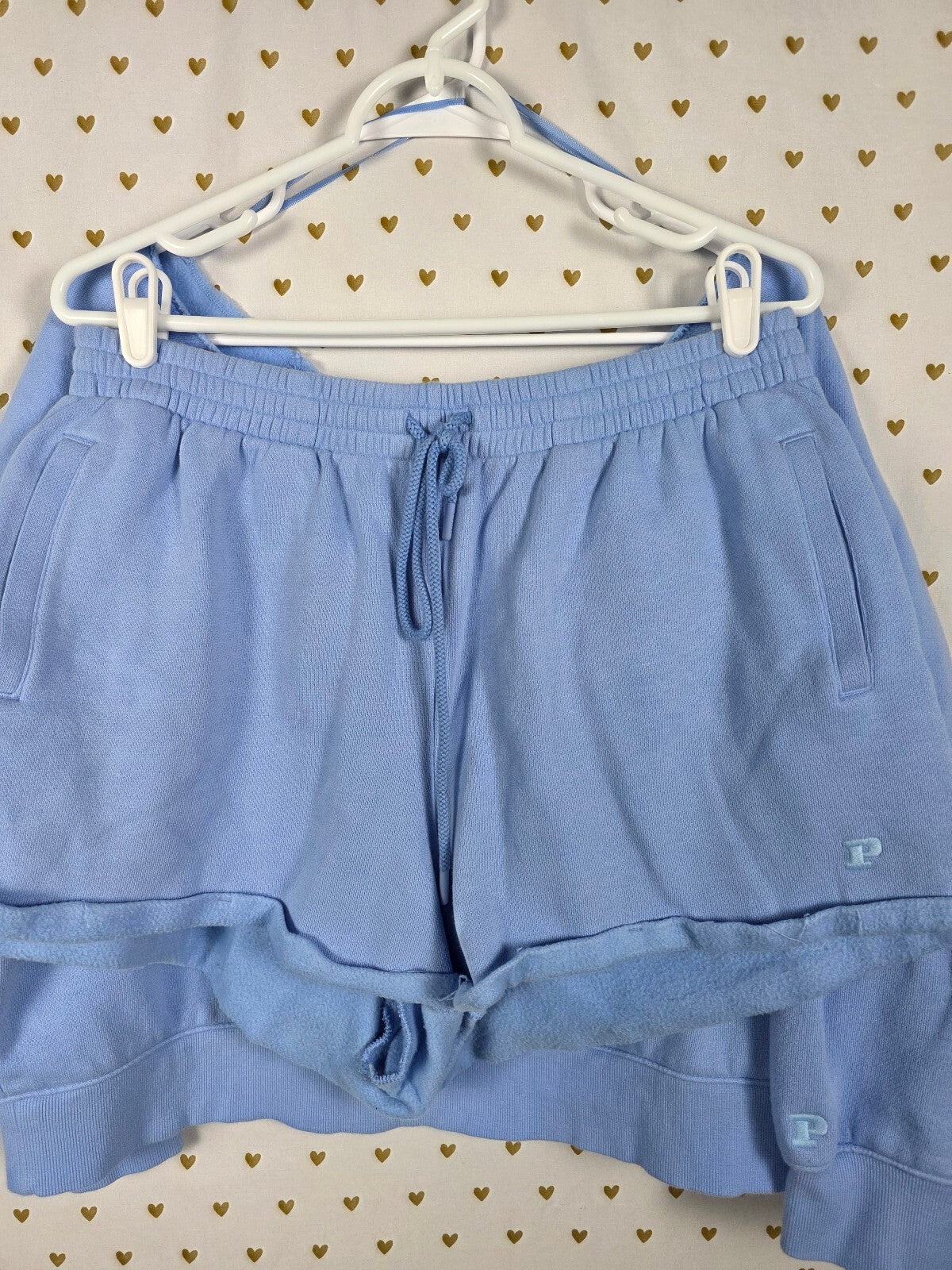 Victoria's Secret PINK Star BLING Sweatshirt Shorts Matching Set Large