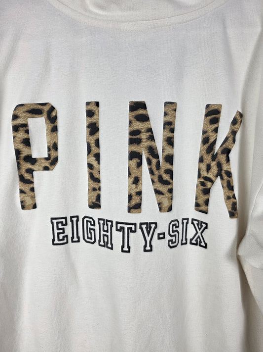 Victorias Secret Pink Quarter Zip Leopard Cheetah Sweater Shirt large