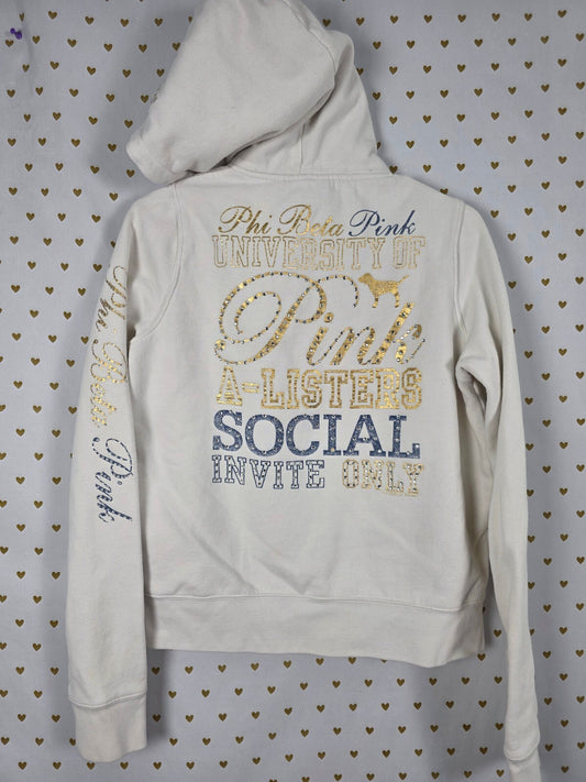 Vintage PINK Victoria's Secret Bling Hoodie University Of Pink A-Listers L