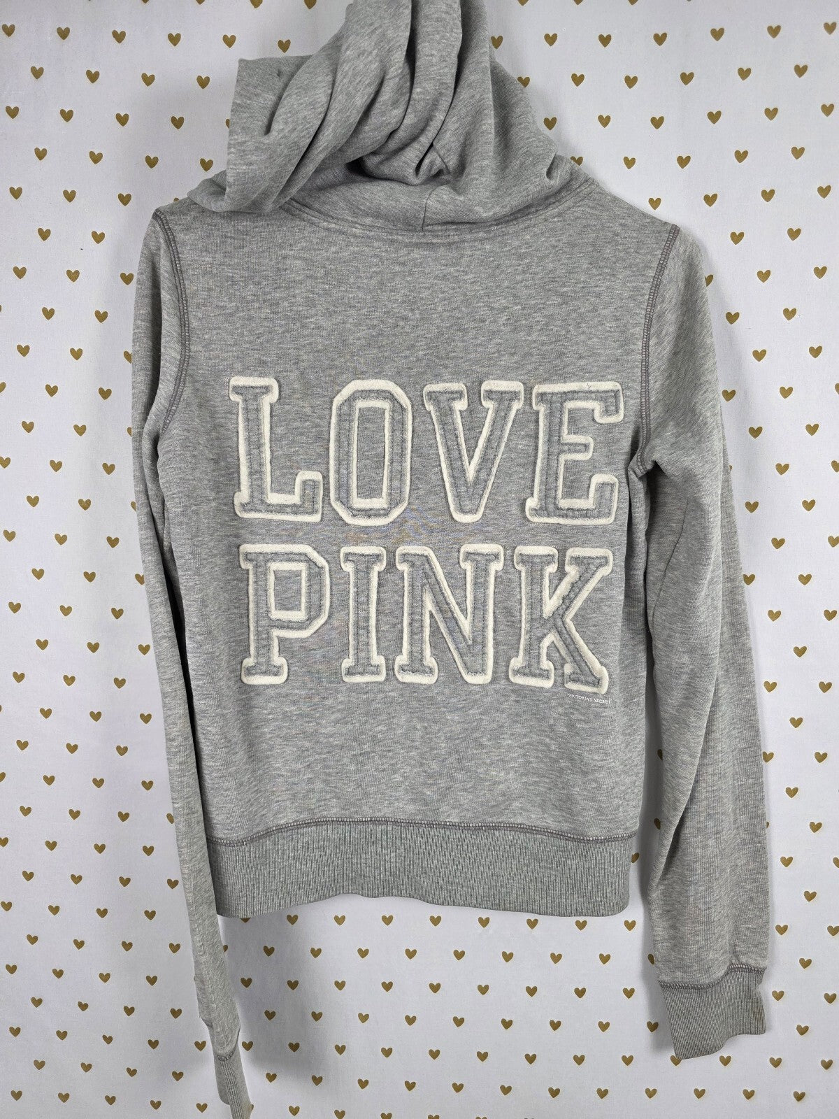 Victorias Secret Pink Embroidered Logo Full Zip Grey Jacket Medium