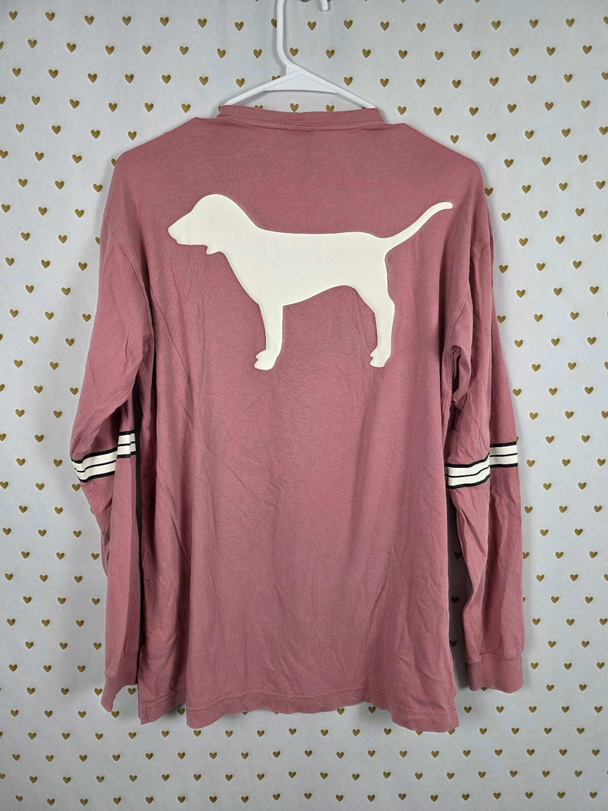 Victorias Secret PINK Dog Logo Tie front Long Sleeve Tee Shirt SMALL