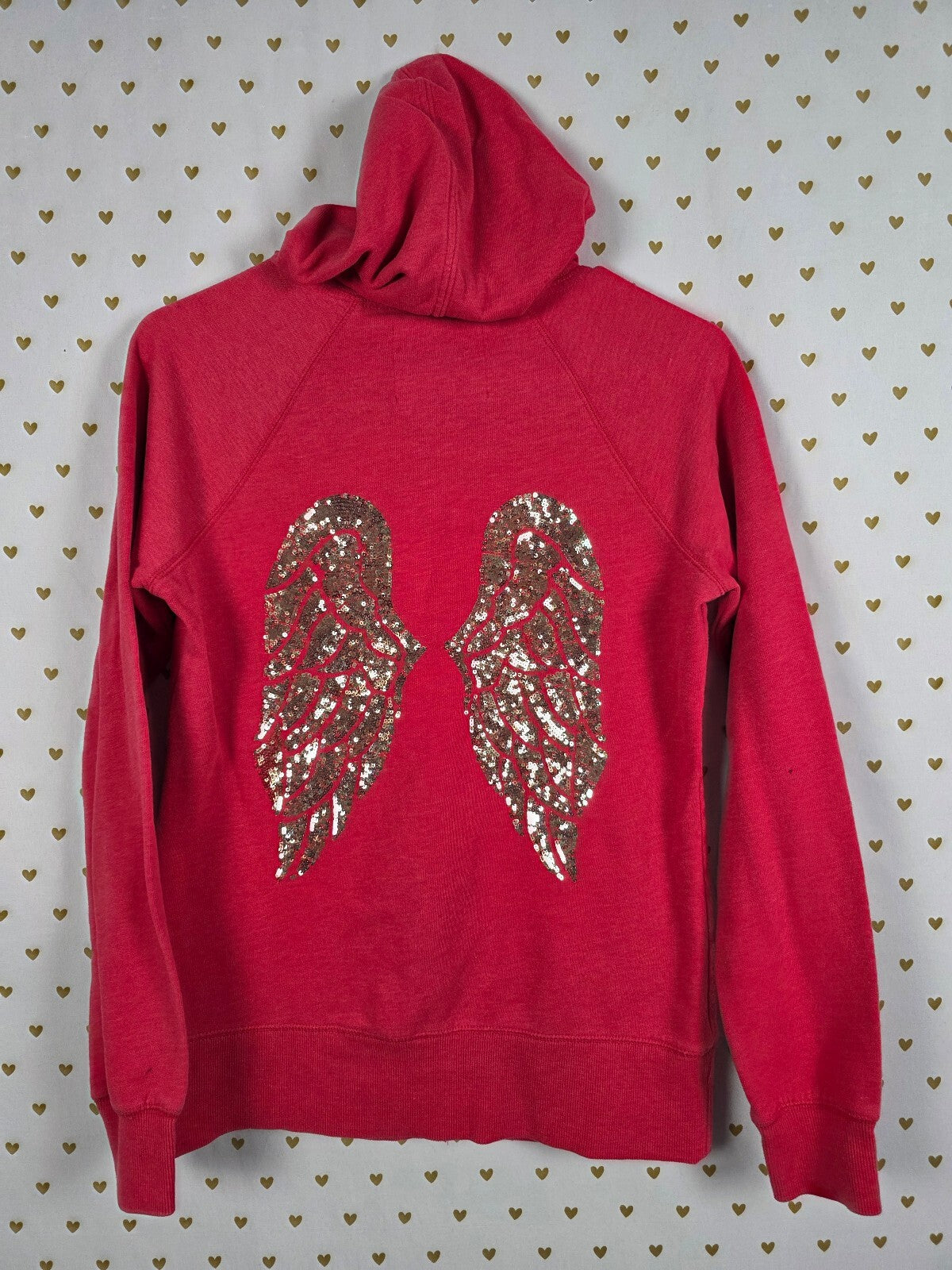 Victorias Secret Angels Red Bling Sequined Wings Full zip Hoodie Jacket Red Med