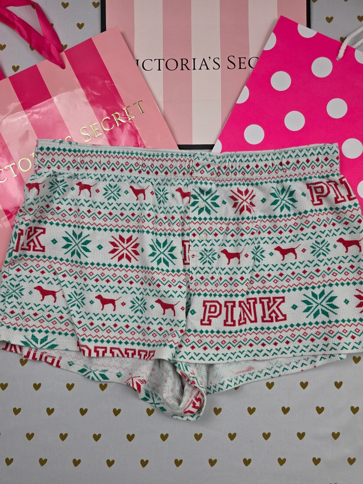 Victorias Secret PINK Christmals Medium Sleep Shorts Boxers Pajama Bottoms