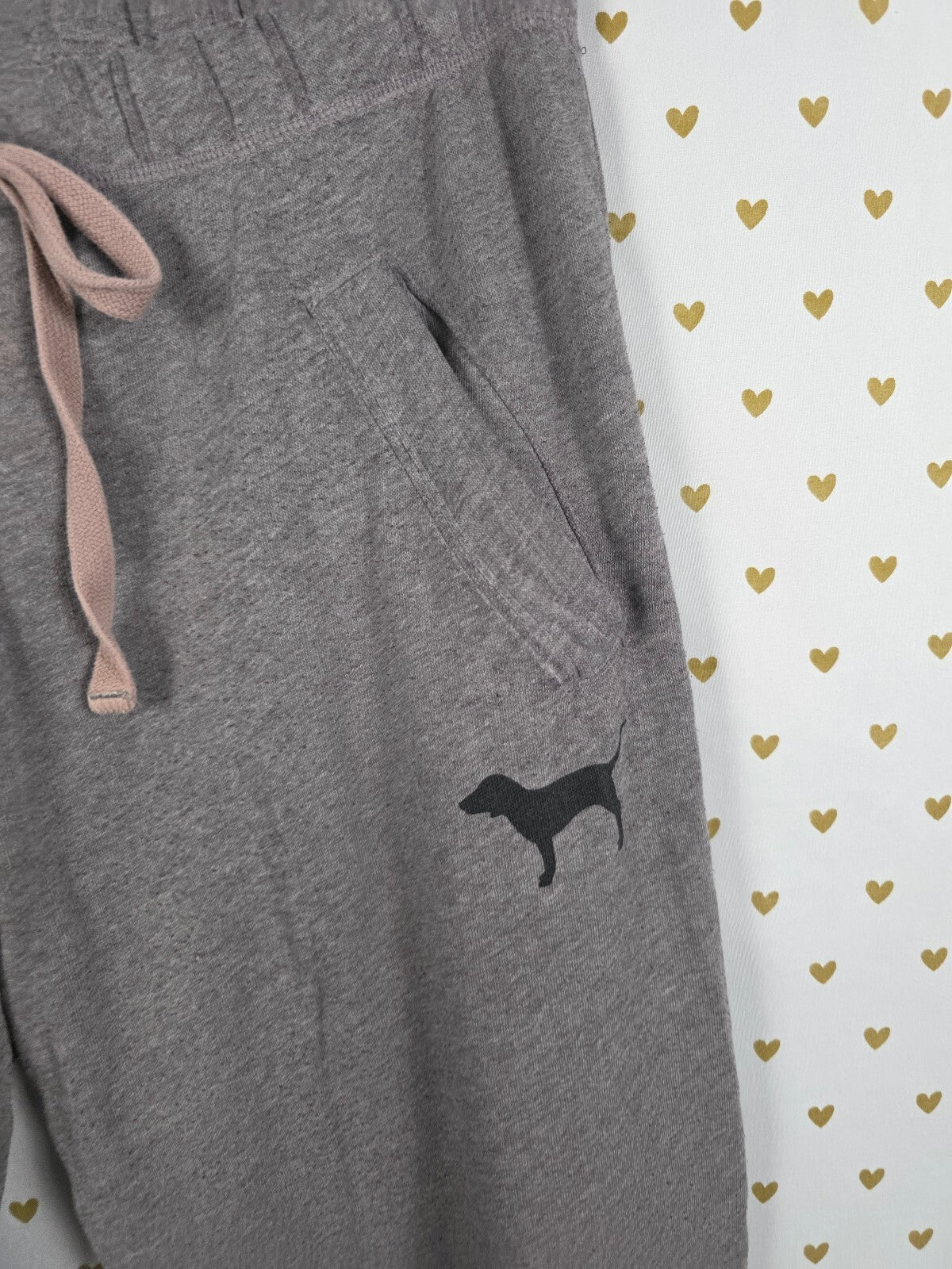 Victorias Secret PINK Grey XS Logo Butt Boyfriend Sweats Flare