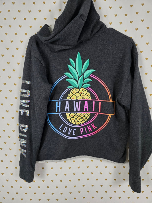 Victoria's Secret PINK Hawaii Hoodie Pineapple Sequin Dog Pullover Sweatshirt S