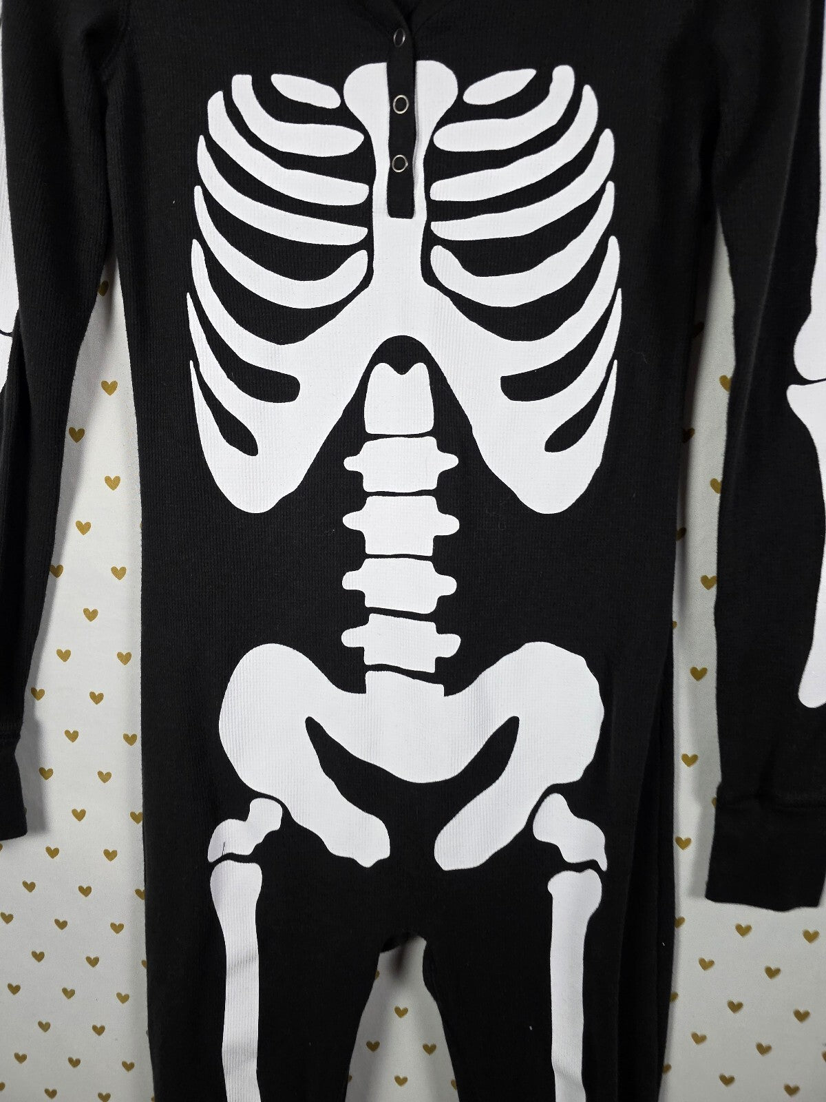 Victoria's Secret PINK Skeleton Thermal Union Suit One Piece Pajamas Black S