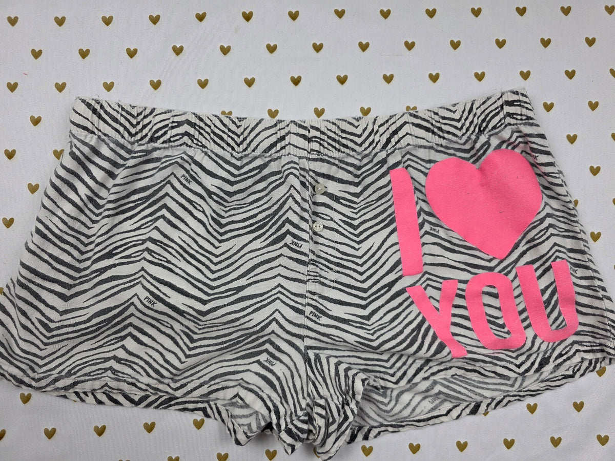 Victorias Secret PINK Vintage ZEBRA Love SM Sleep Shorts Boxers Pajama Bottoms