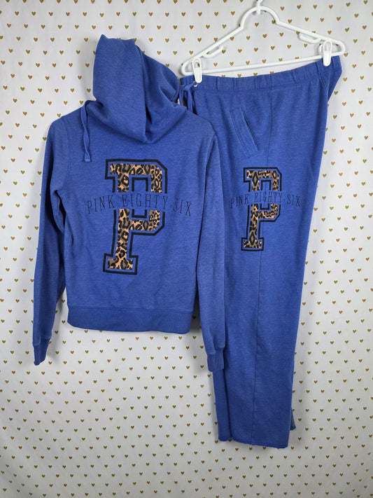 Victoria's Secret PINK Leopard P Eighty Six Hoodie Sweatpants Set XS Y2K Outfit