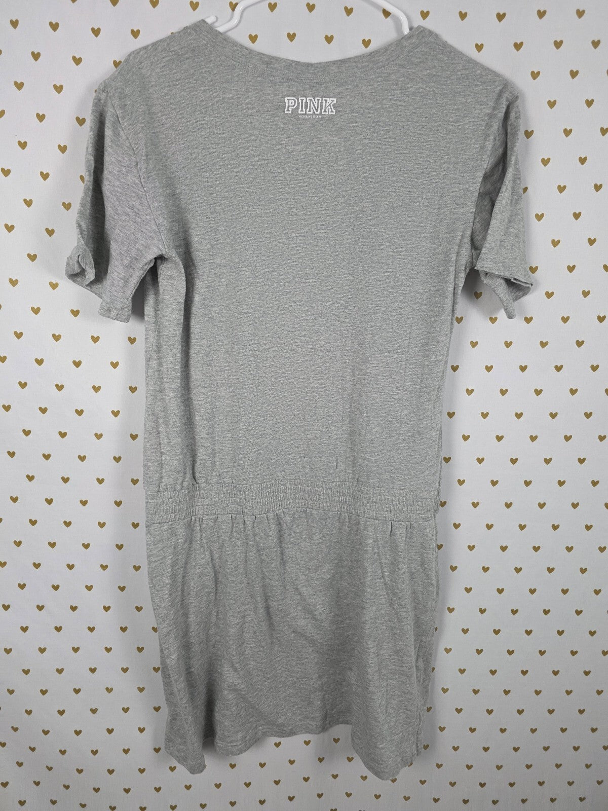 PINK Victoria's Secret Gray V-Neck Jersey T-Shirt Dress Love Pink Logo Large