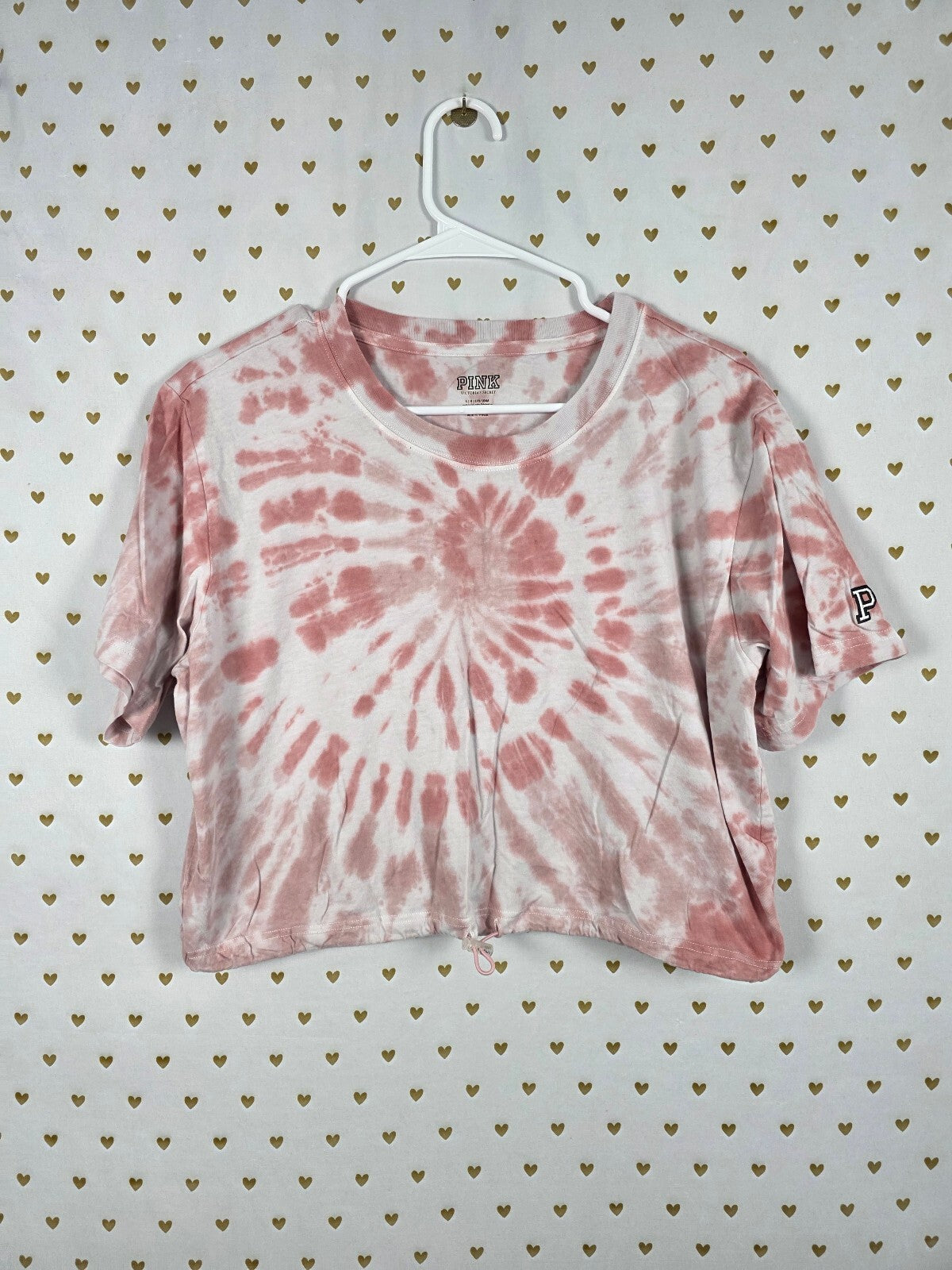 Victorias Secret PINK Cropped Tye Dye Tee shirt LARGE