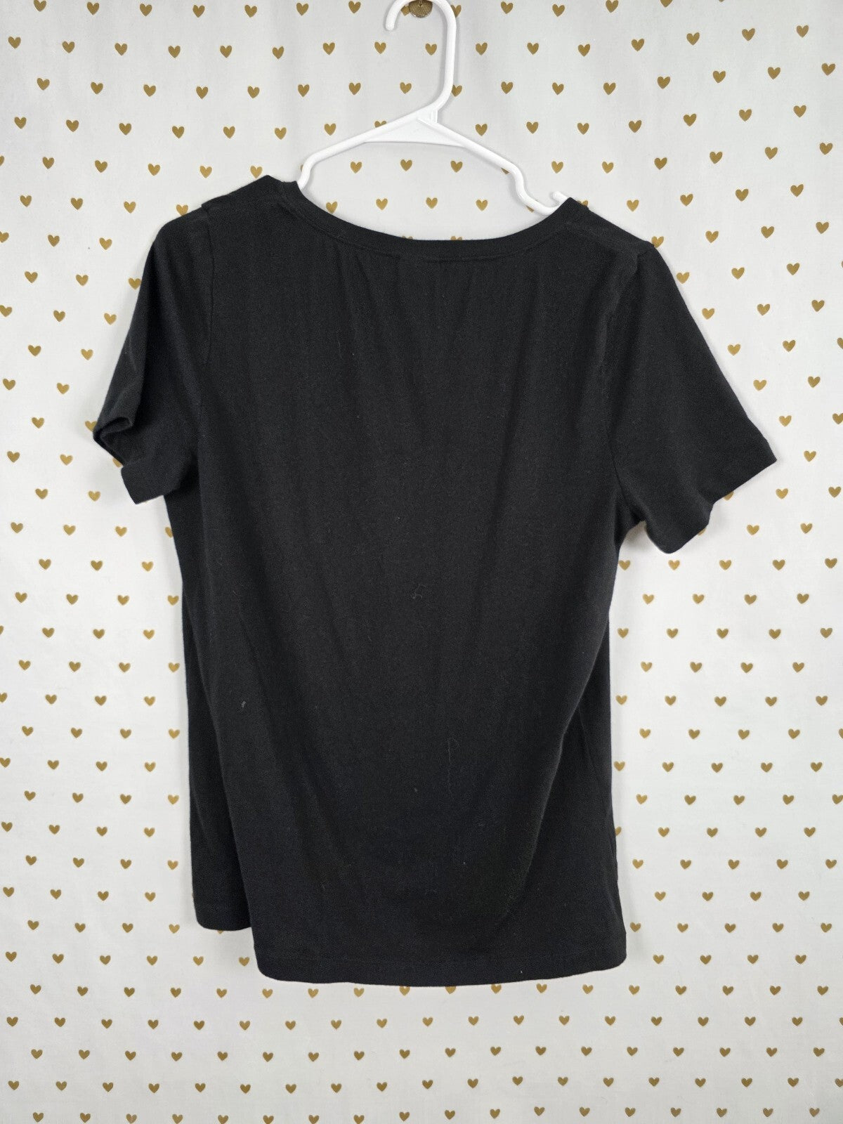 Victorias Secret PINK Bling Dogs Studded V neck Black Tee shirt Large