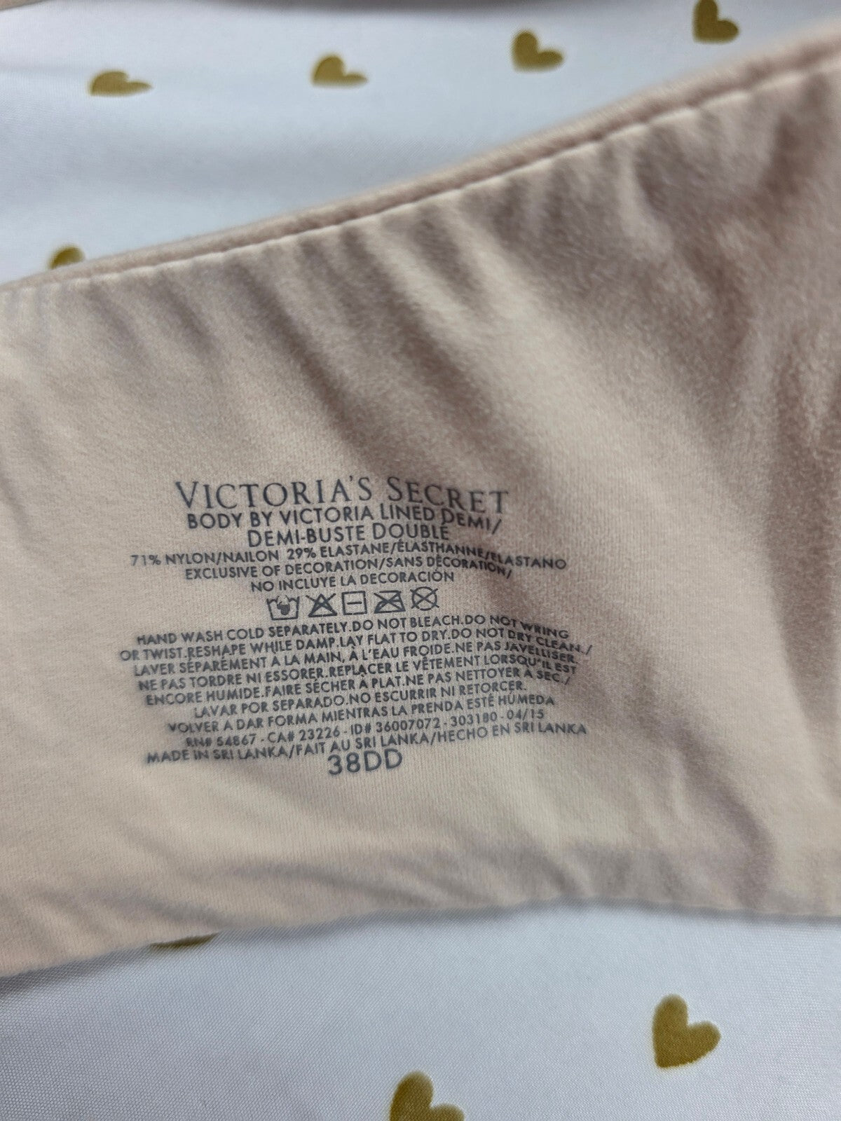 Victorias Secret Beige Lined Demi Balconette Bra 38DD
