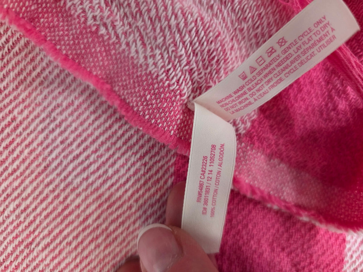 Victoria's Secret Pink Striped Fringe Beach Blanket Towel Throw 100% Cotton