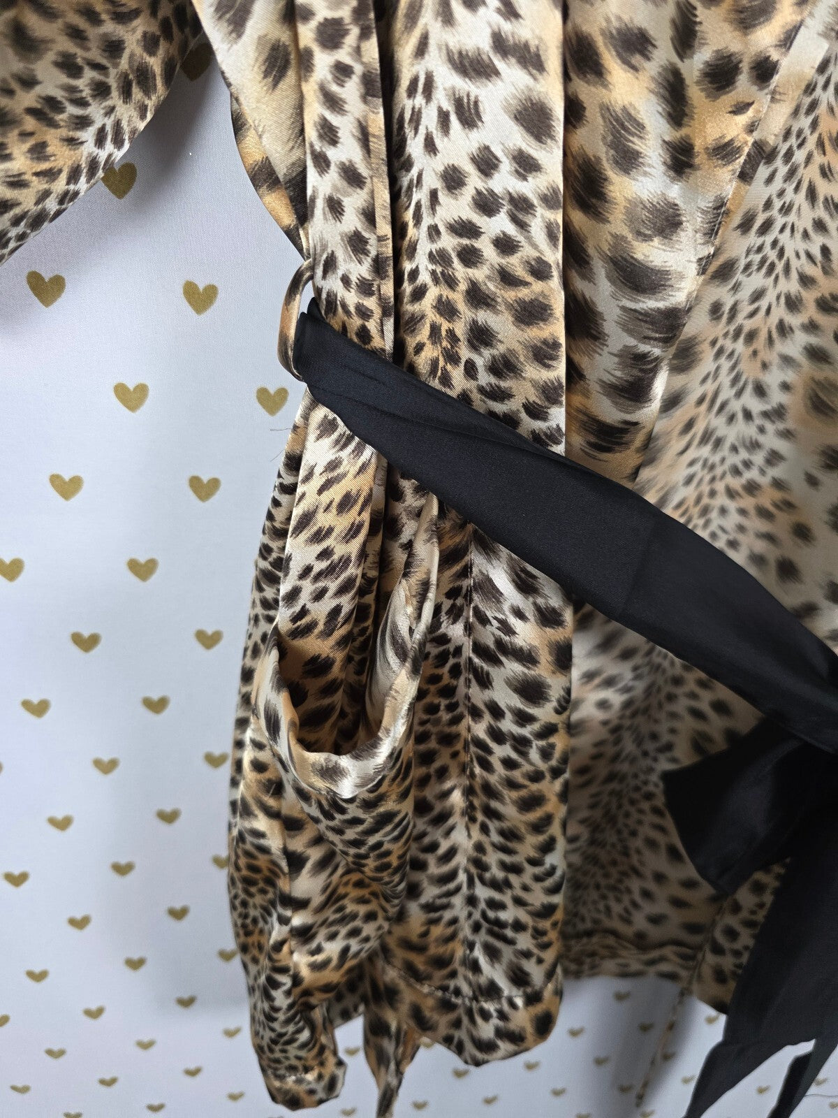 Victorias Secret Satin Silky Robe Animal Print Cheetah XS S Heart Label Vintage