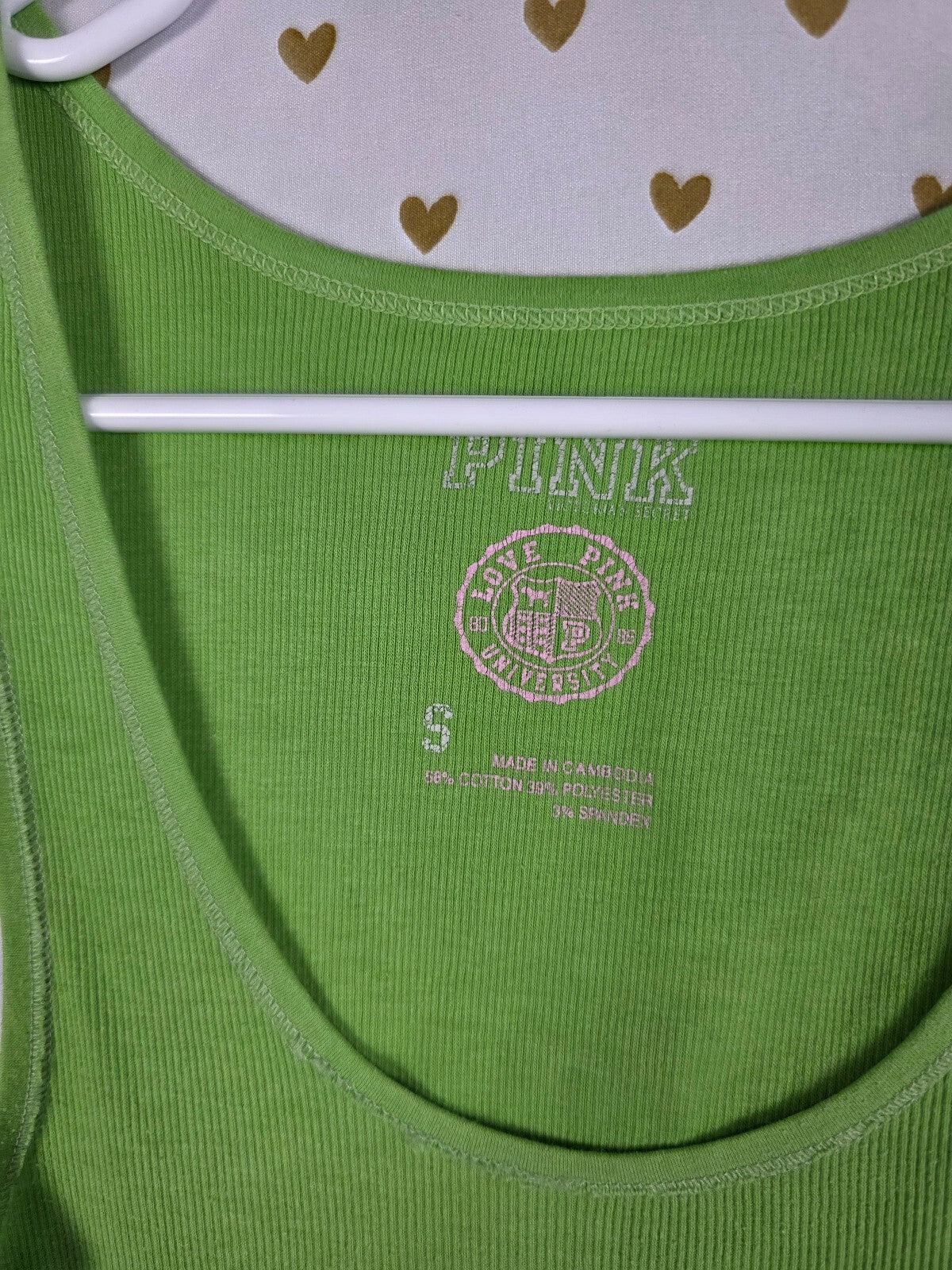 Victorias Secret PINK Vintage Ribbed Green Y2k Tank Top Small