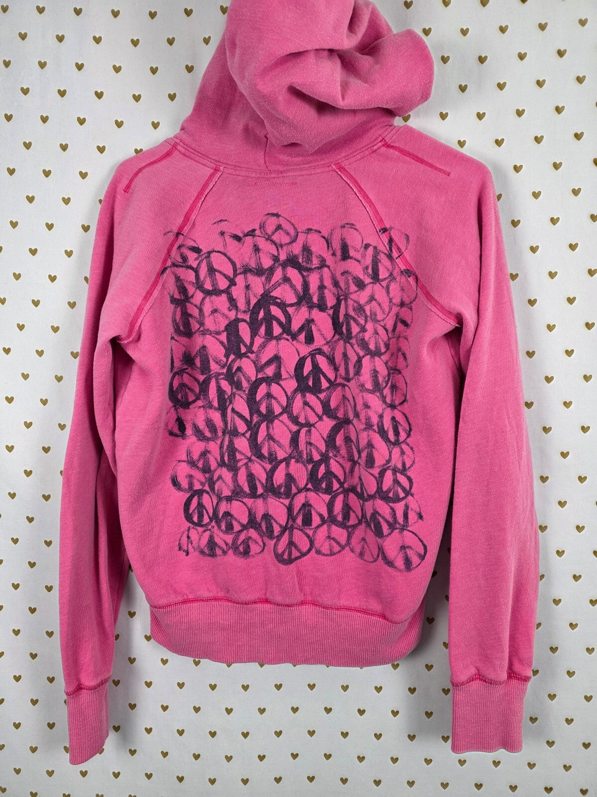 Victorias Secret Pink Vintage y2k Pullover V neck Hoodie Sweater PEACE Medium