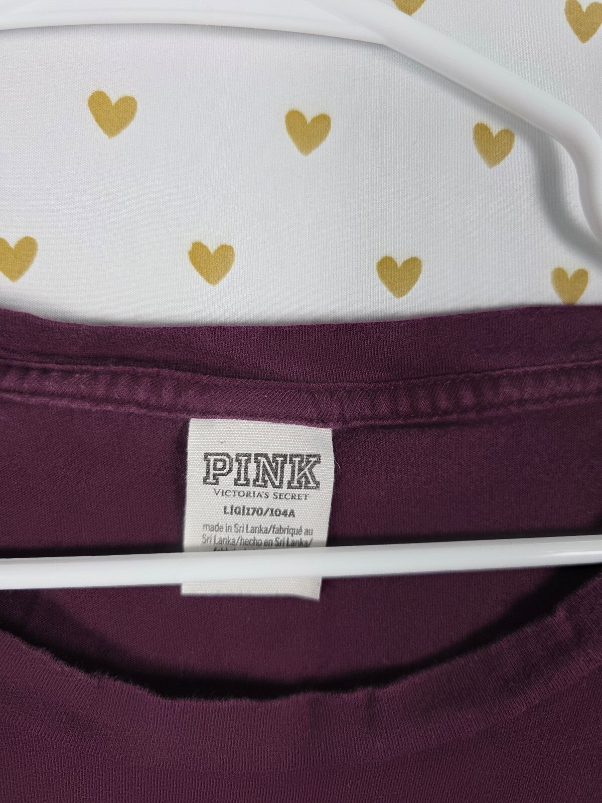 Victorias Secret PINK Leopard Cheetah Logo Tee shirt LARGE