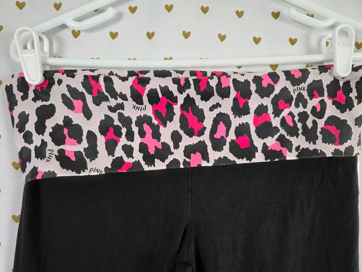 Victorias Secret PINK Leopard Cheetah Vintage Y2k Foldover Yoga Pants MEDIUM