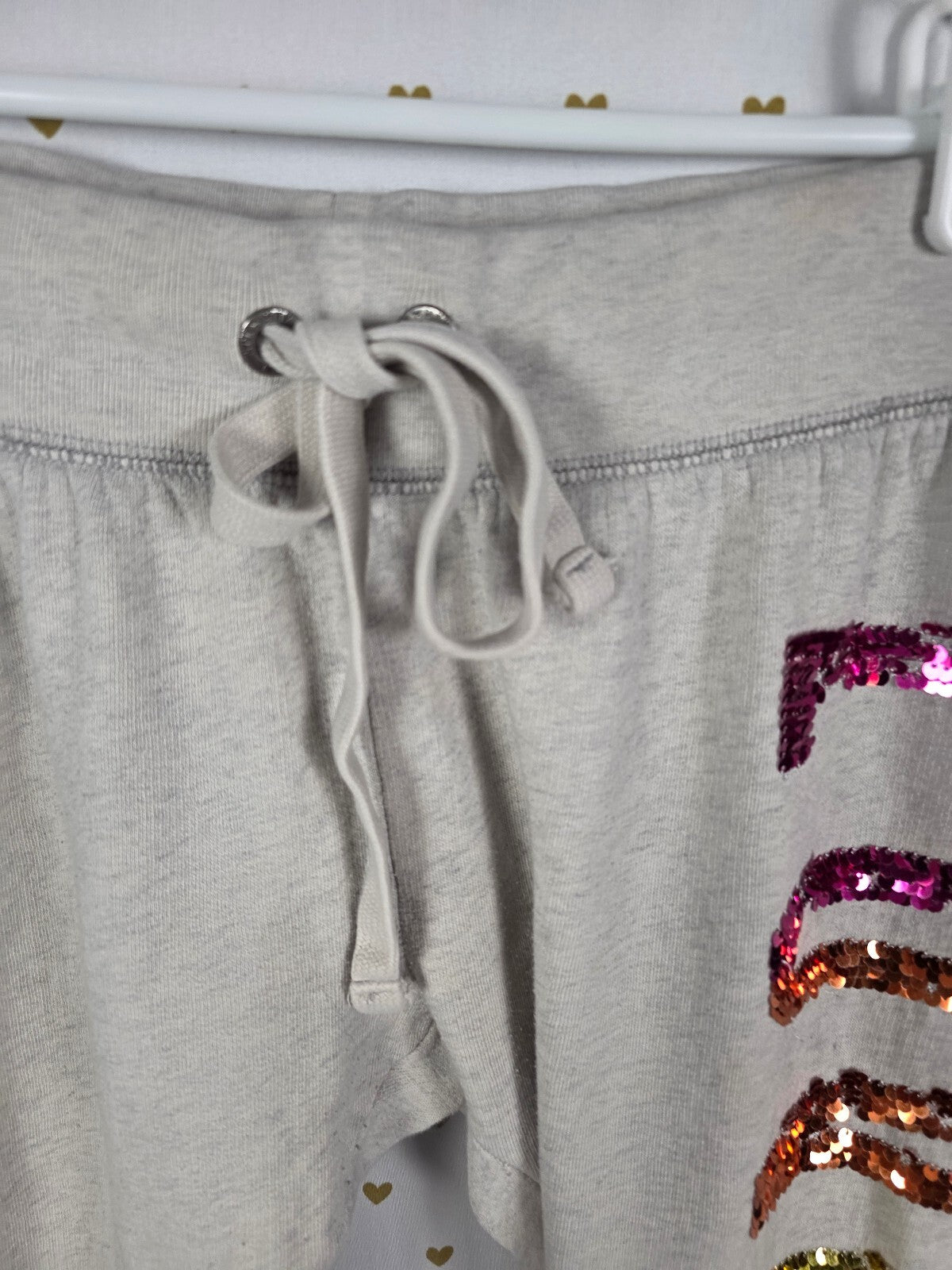 Victorias Secret PINK RAINBOW BLING Sweatpants Sweats Sequin LOVE 86 Joggers XS