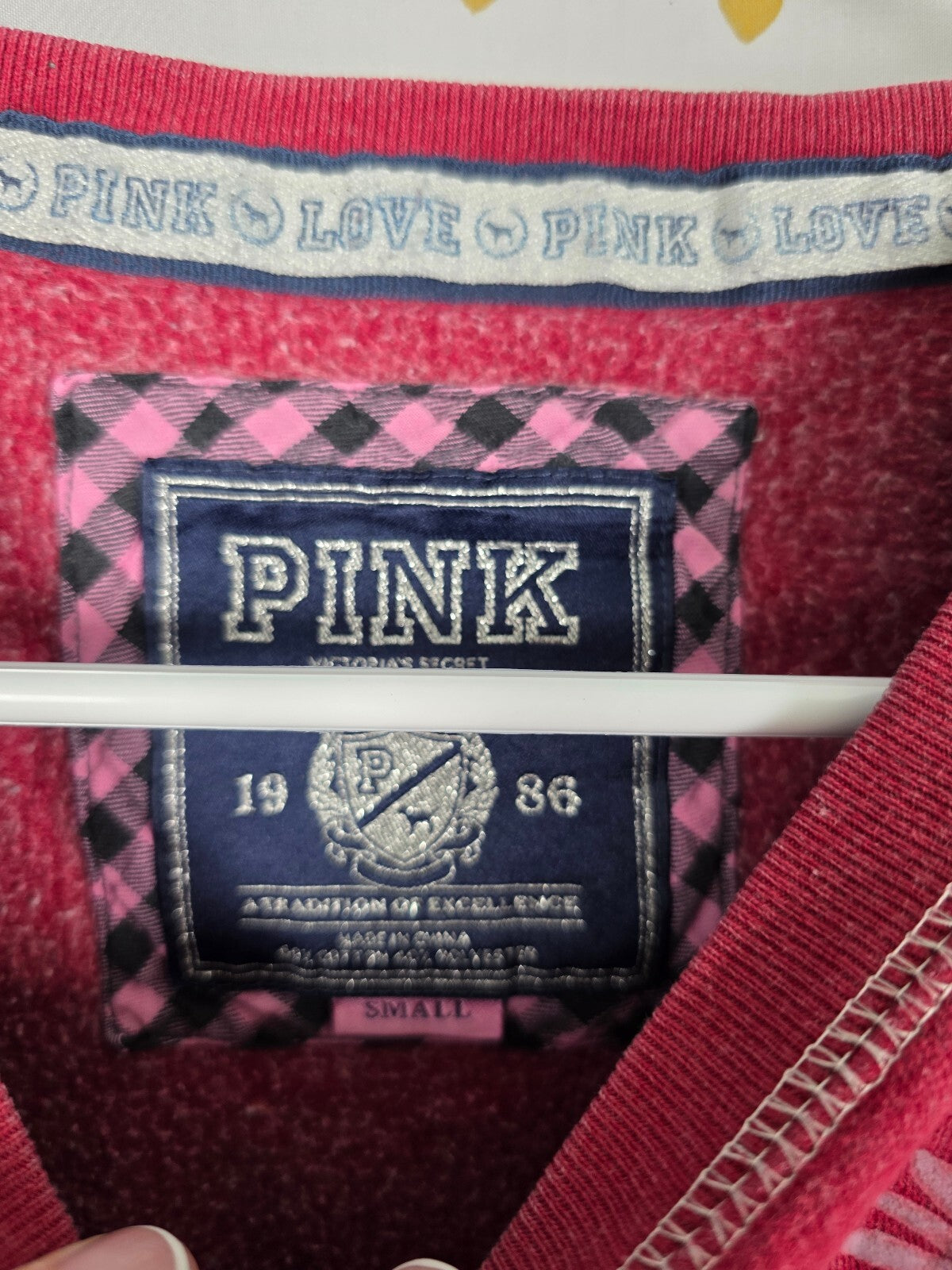 Victorias Secret Pink Vintage crest y2k Crew Sweater Shirt Maroon Small