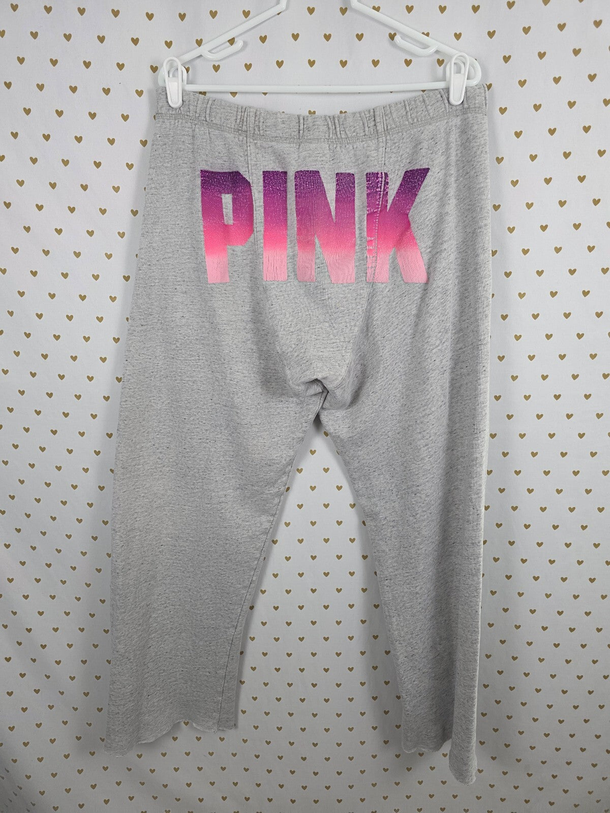 Victorias Secret PINK Boyfriend Logo butt Flared Sweats Sweatpants Large
