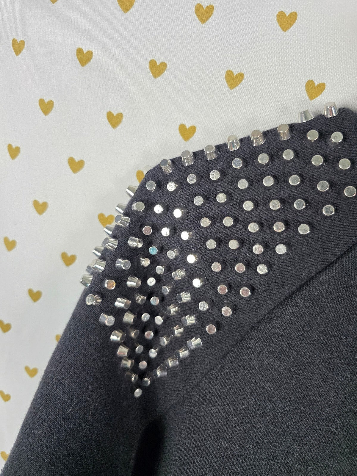 Victoria's Secret PINK Studded Spike Varsity Bomber Jacket Black Glam Rock y2k