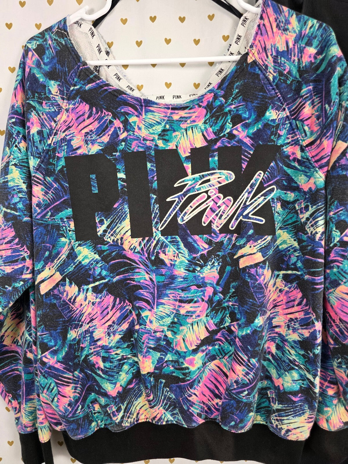 Victorias Secret Pink Slouchy Neon Logo Sweater Set outfit Med Large HTF
