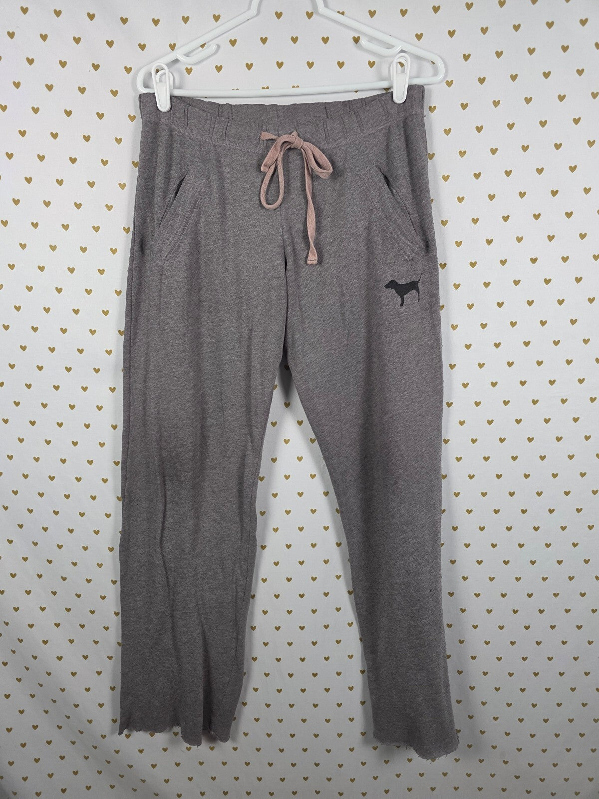 Victorias Secret PINK Grey XS Logo Butt Boyfriend Sweats Flare