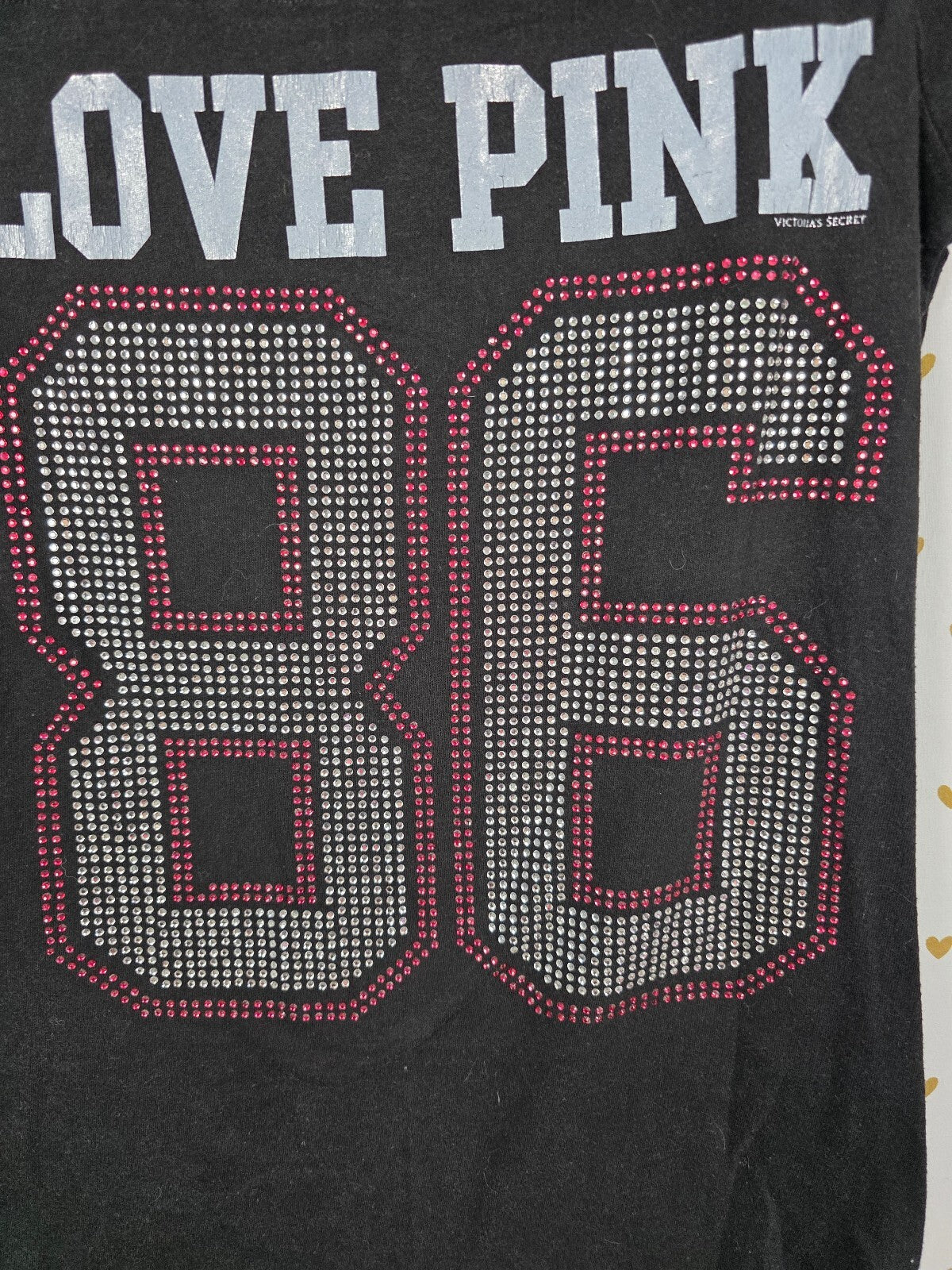 Victorias Secret PINK Vintage 86 Studded Tee Shirt Y2k Black MEdium