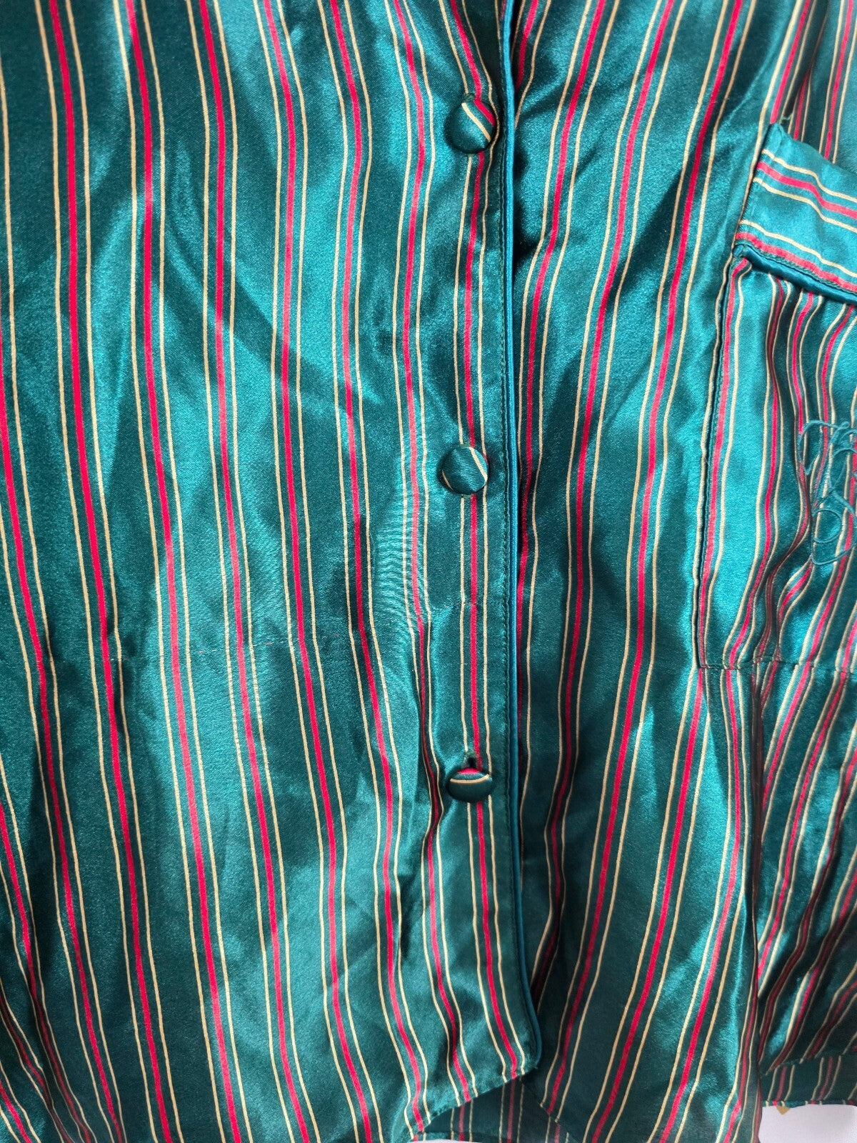 Victorias Secret vintage satin Gold Label Sleep Set Striped Shirt Shorts Medium