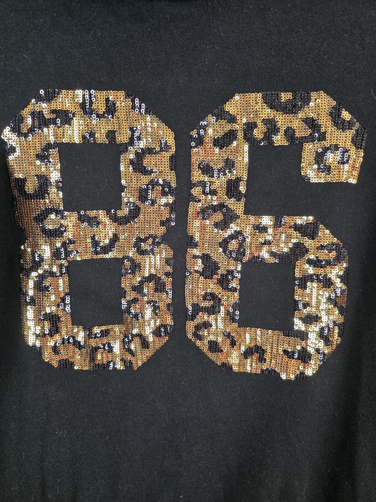 Victoria's Secret PINK Vintage Black Gold LOVE PINK Leopard Sequin 86 Hoodie XS