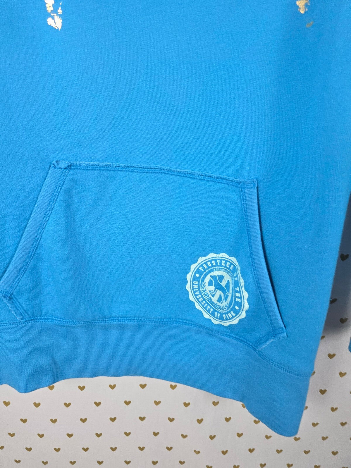 PINK Victoria's Secret Sweater Dress Hoodie Blue Peace Love Pink M Y2K