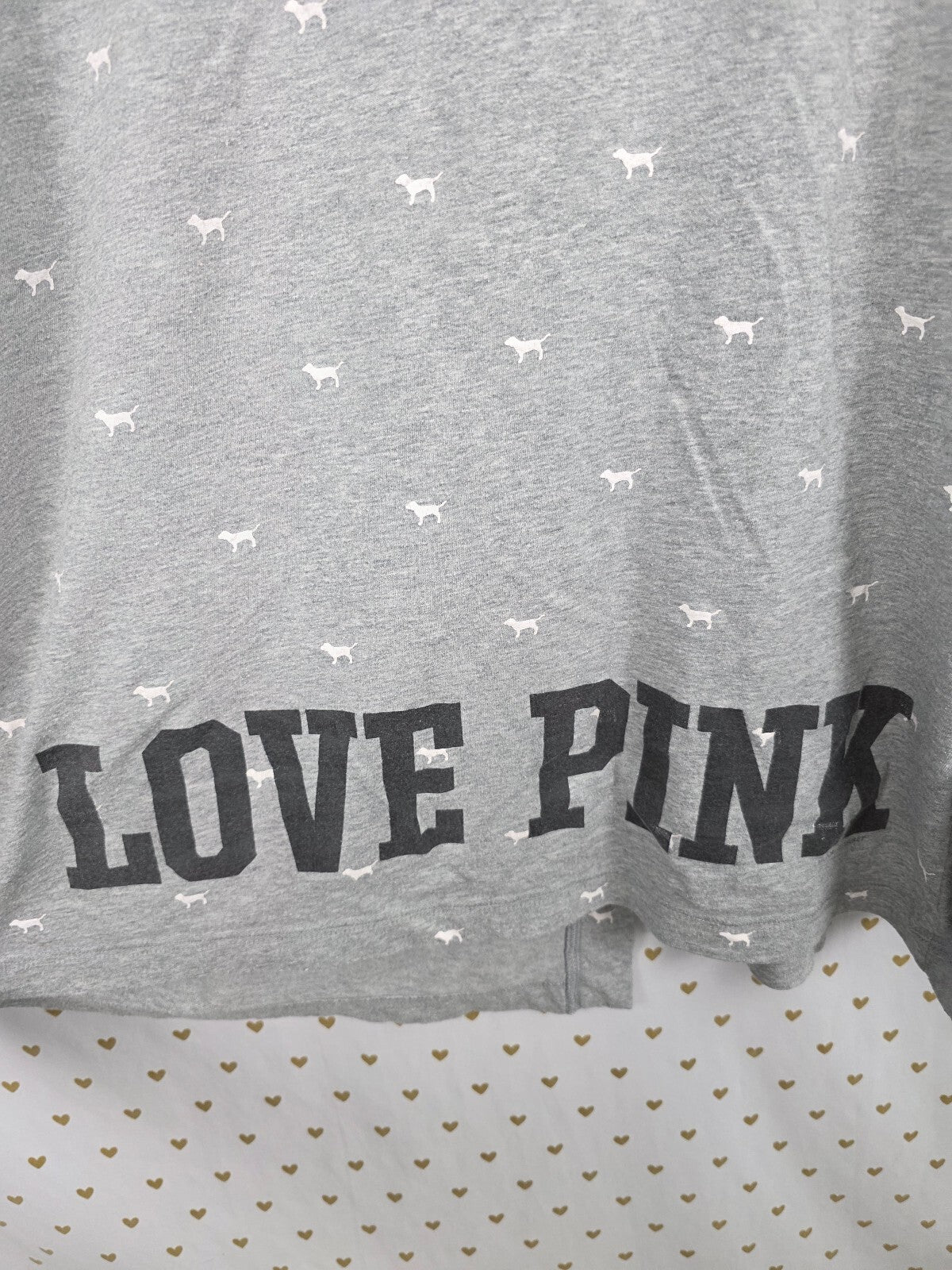 ictoria's Secret PINK XS Gray Dog Print Sleep Robe LOVE PINK Y2K