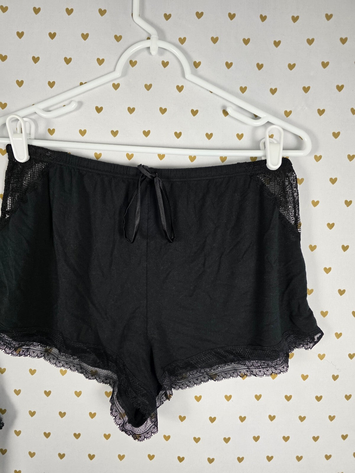 Victorias Secret Sleep SET 2pc Outfit Pajama Black Super Soft Tank Shorts Medium