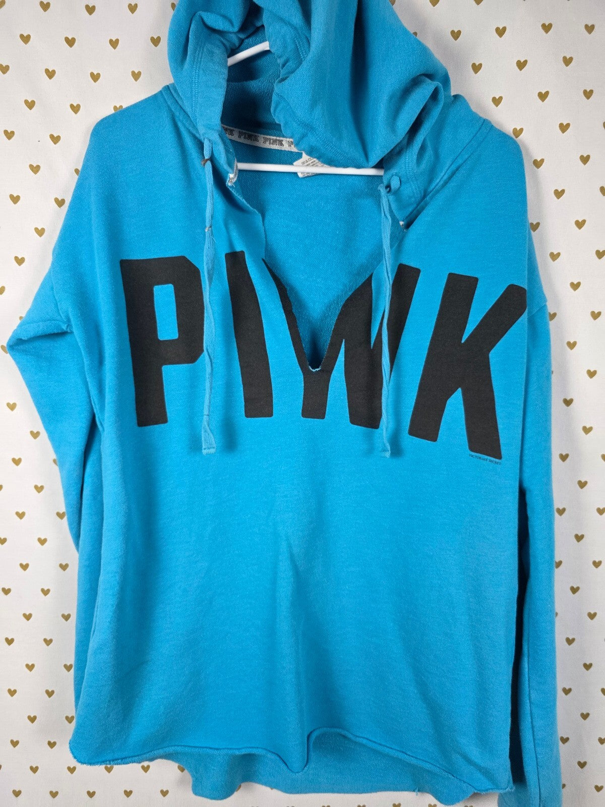 Victorias Secret Pink Vintage Pullover Blue V neck Logo Sweater Medium