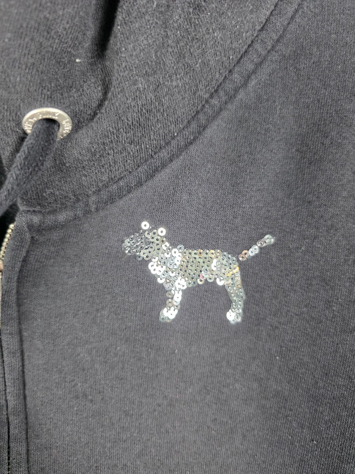 Victoria's Secret PINK BLING Sequin LOVE PINK Zebra Leopard Zip Hoodie Large Y2K