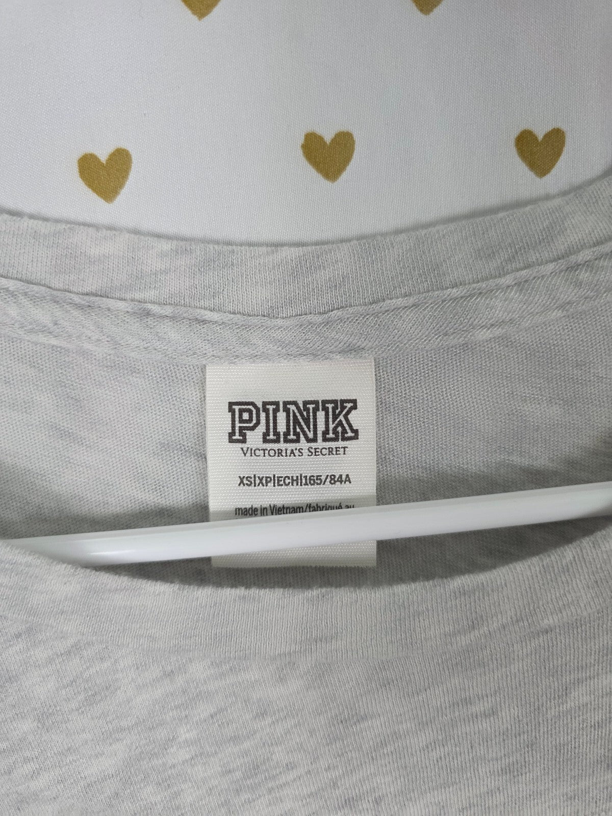 Victorias Secret PINK Palm BLING Logo XS Grey Long Sleeve Sequined Tee Shirt