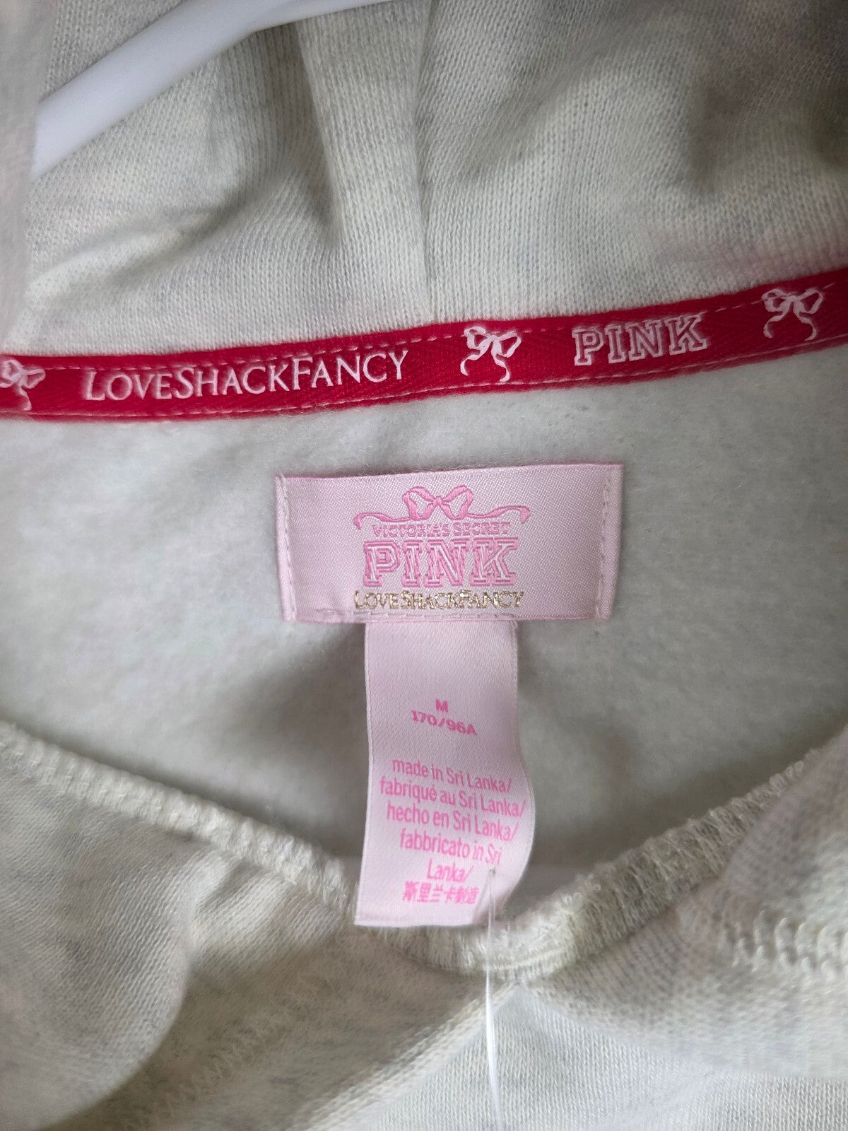 NWT VS PINK x LoveShackFancy Sequin Dog Hoodie Jogger Set M Short Plaid