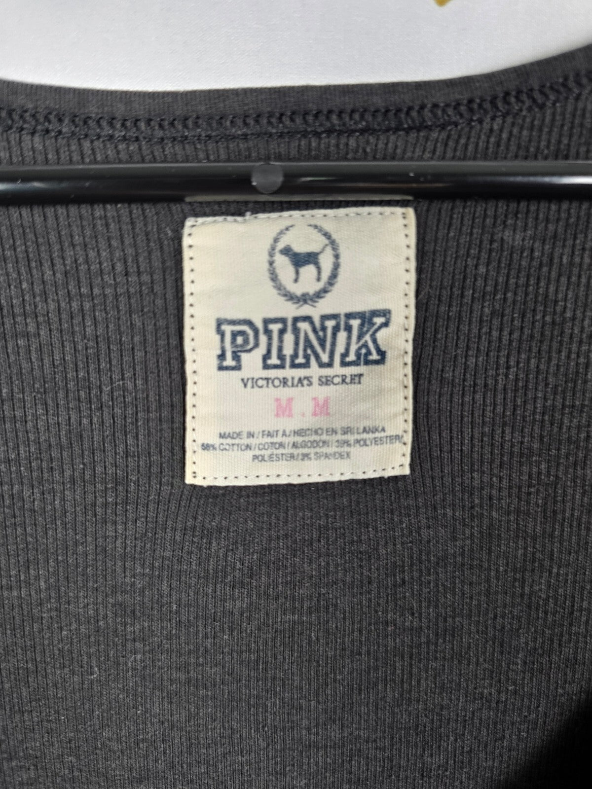 Victorias Secret PINK Vintage Y2k Ribbed Tank Top Black Medium