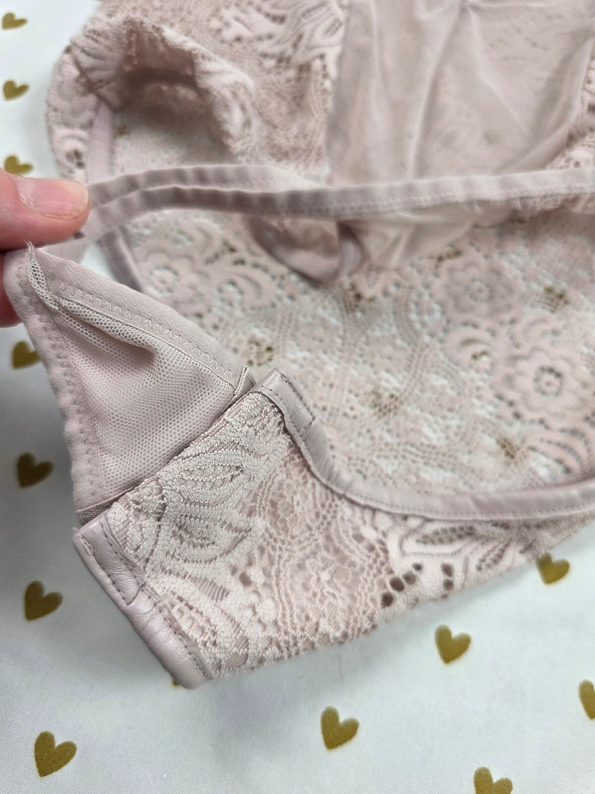 Victorias Secret Lace Thong Stretch Bodysuit Teddy Sheer Button Crotch SMALL