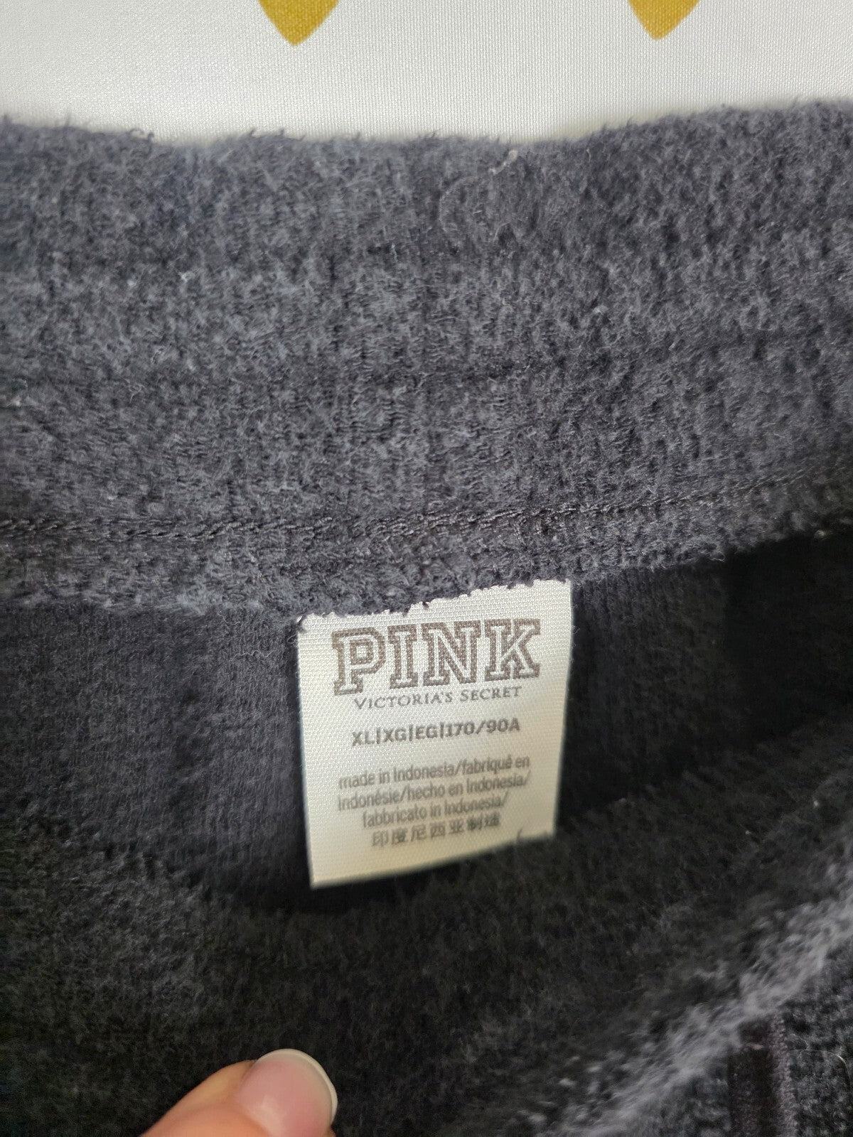 Victorias Secret Pink Sherpa Striped Black Fuzzy SET Cropped Sweater Sweats XL