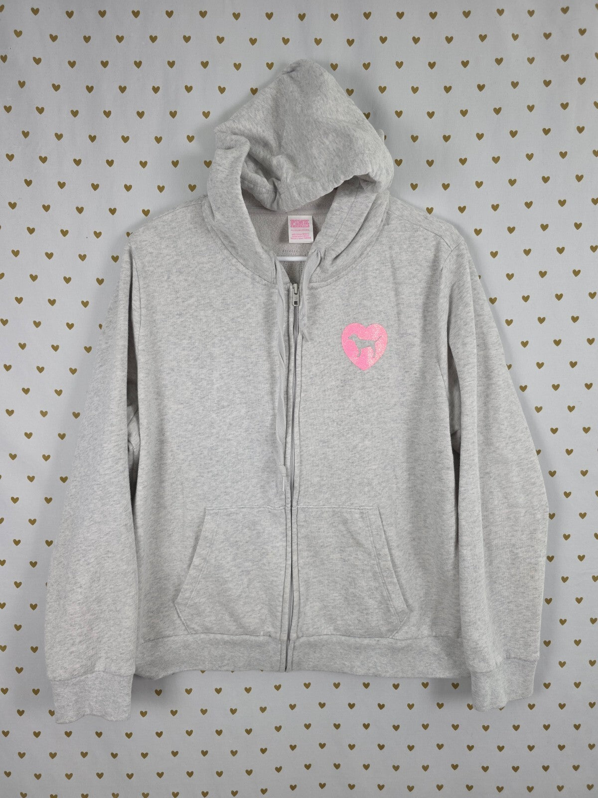 Victorias Secret Pink Full Zip campus originals Bling Sequined Hoodie Jacket XL