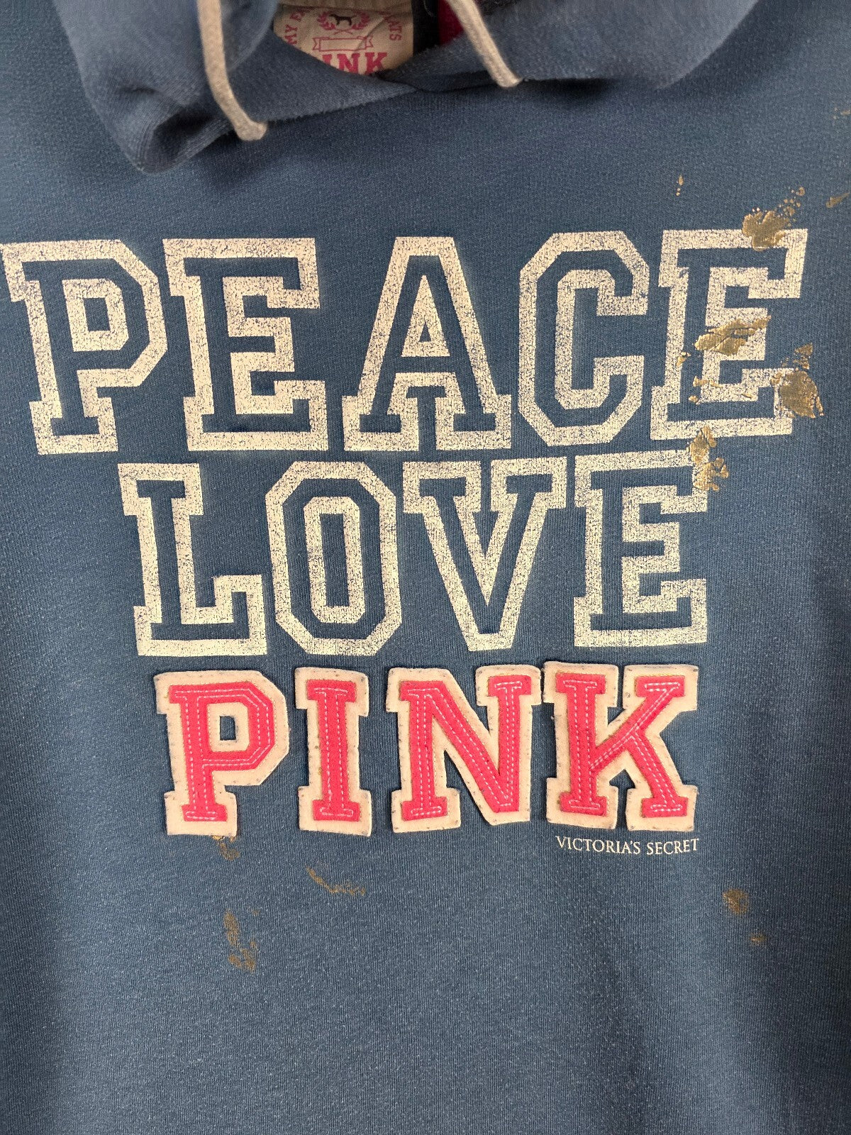 Victorias Secret PINK PEACE LOVE Hoodie DRESS vintage Y2k Pocket SWEATER HTF